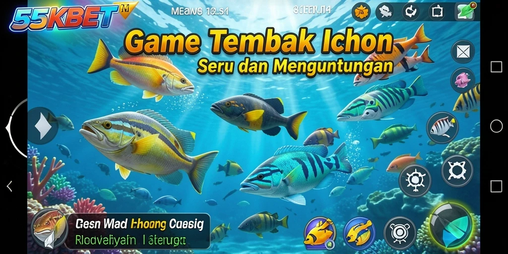 Gameplay seru dalam 55KBET dengan aksi menembak ikan.
