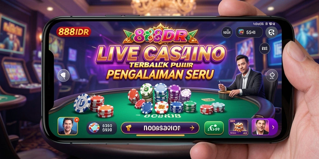 Screenshot 888IDR menampilkan dealer Live Casino yang profesional.