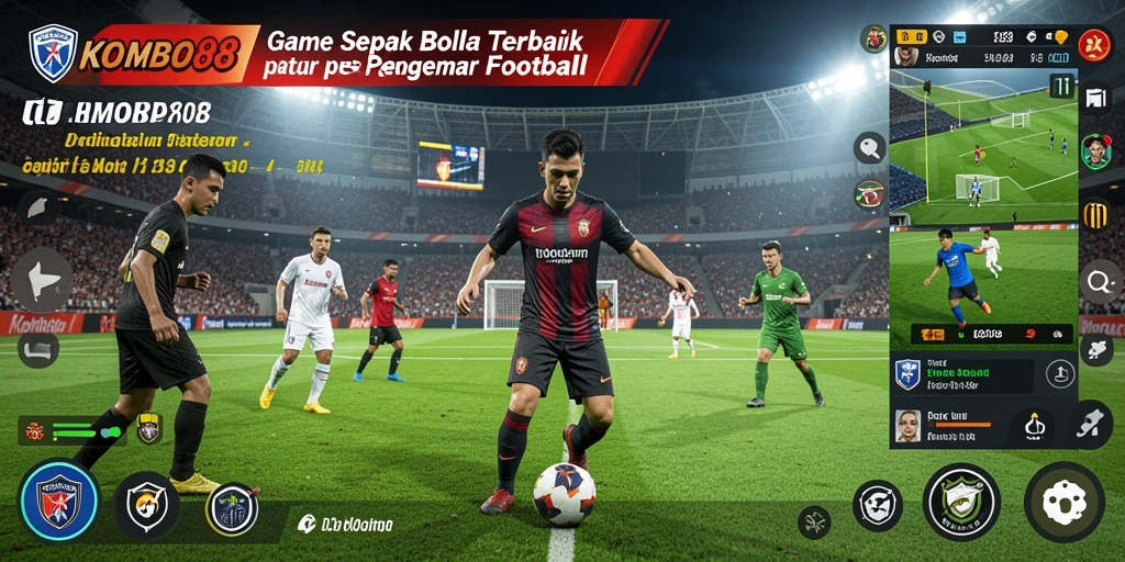 Screenshot gameplay KOMBO88 yang menampilkan aksi sepak bola yang mendebarkan.