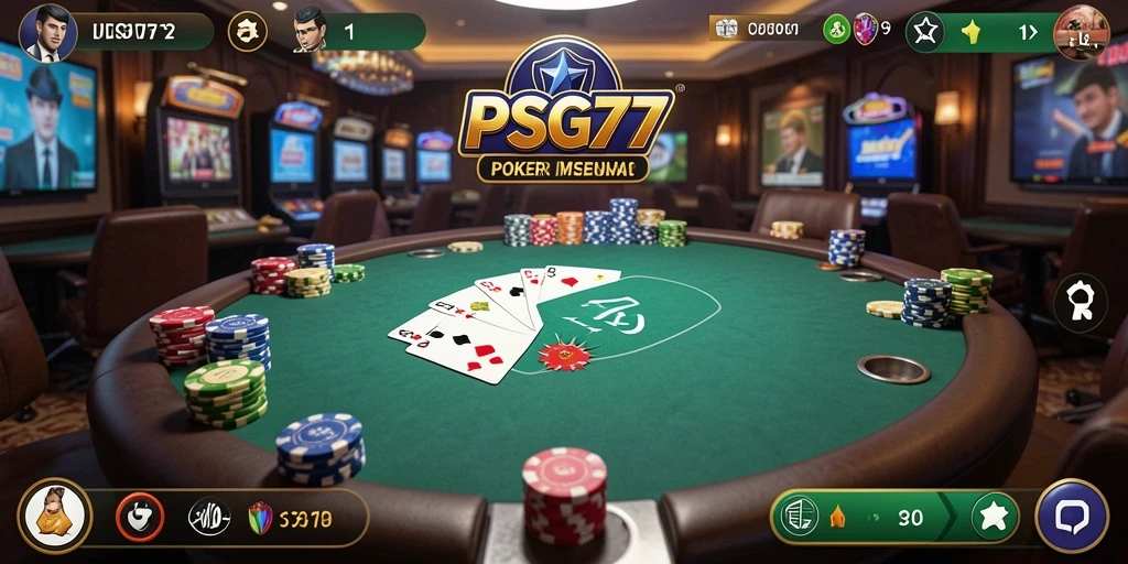 Screenshot menunjukkan gameplay Poker yang menarik dan interaktif.