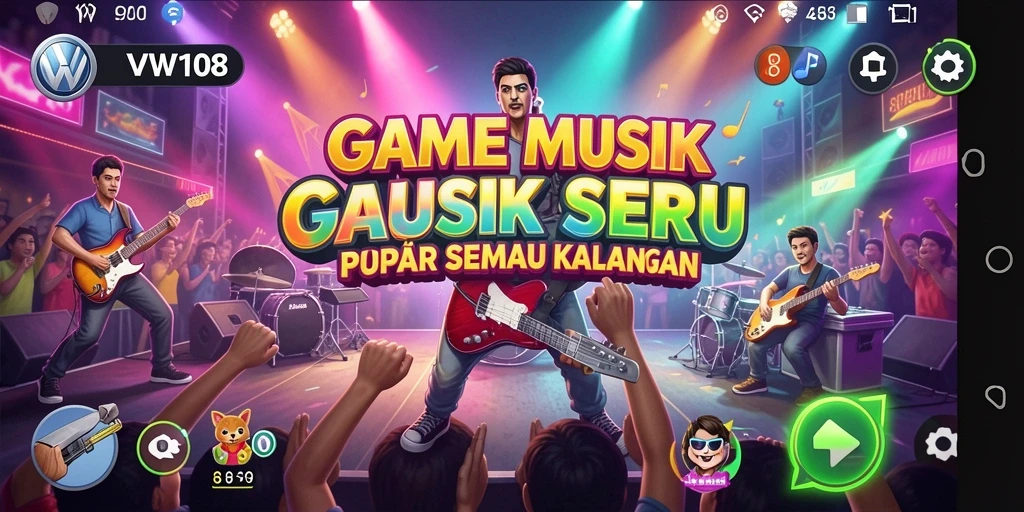 Gameplay seru dan interaktif dalam VW108 dengan berbagai lagu.